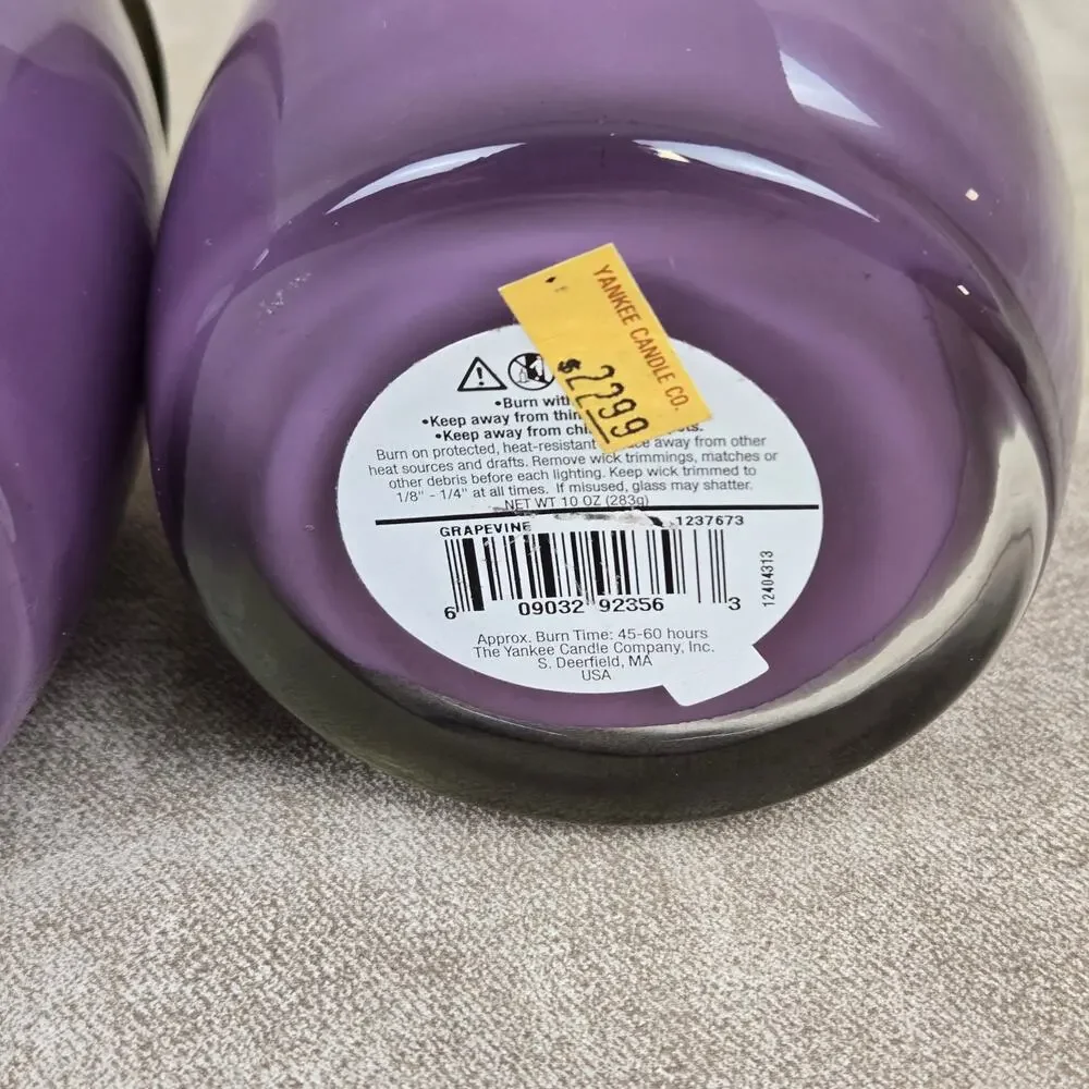 Lot of 3 Yankee Candle Pure Radiance Grapevine 10oz Grape Vineyard Candle Purple